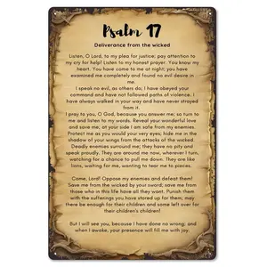 Psalm 17 Deliverance From The Wicked Vintage Metal Sign - 8x12 Inch Retro Tin Wall Decor for Christian Home, Office, Church - Religious Gift for Faith & Protection
