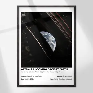 Earth Space Print, Artemis II Earth View Wall Art, NASA Moon Mission Poster, Astronaut Office Decor, Science Lover Gift, Unframe Poster