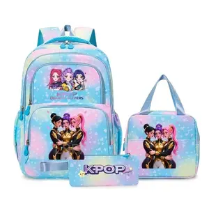 KPop Demon Hunters Backpack Rainbow Color Rumi Mira Zoey Girl Capacity Teens School Bags Outdoor Mochilas