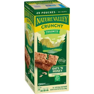 Nature Valley Oats 'n Honey Crunchy Granola Bars, 49 Count – Whole Grain Oat Snack Bars with Real Honey, Crunchy Breakfast Bars, Individually Wrapped Healthy On-the-Go Snacks