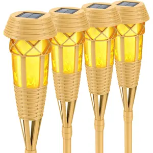 Solar Outdoor Lights – Torches with Flickering Flame for Garden Decor, Waterproof Garden, Outdoor Patio & Pathway Yard Decorations with Flame Torches - 4 Pack