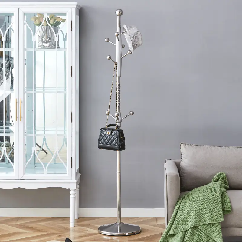 [SOIYELIFE] Main Stainless Steel Spray Painted Hanger, Modern Silver Stainless Steel Coat Rack, Solid Wood Reinforcement At The Bracket, 72 Inch Raised Design With Detachable Bracket (Gold Optional)   Cool furniture