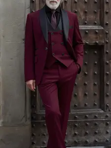 Classic Men's Solid 3-Piece Suit: Jacket, Tailored Vest & Trousers. Business-Casual, Stylish & Elegant. High-Quality Essential for Weddings, Work, Meetings & Parties. Comfortable Fit, Fashionable Design, Stand Out in Any Occasion