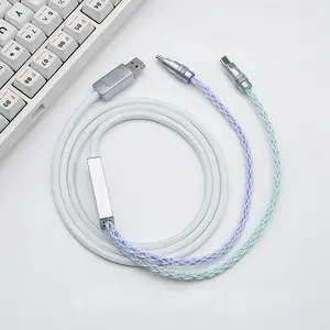 Split Dual 8KGaming Cable – Esports-Grade 8K Polling, Ultra-Low Latency USB-C Split Cable for Keyboard, Mouse, DAC, and Gaming Accessories, RGB gaming internet cafe magnetic axis keyboard data cable