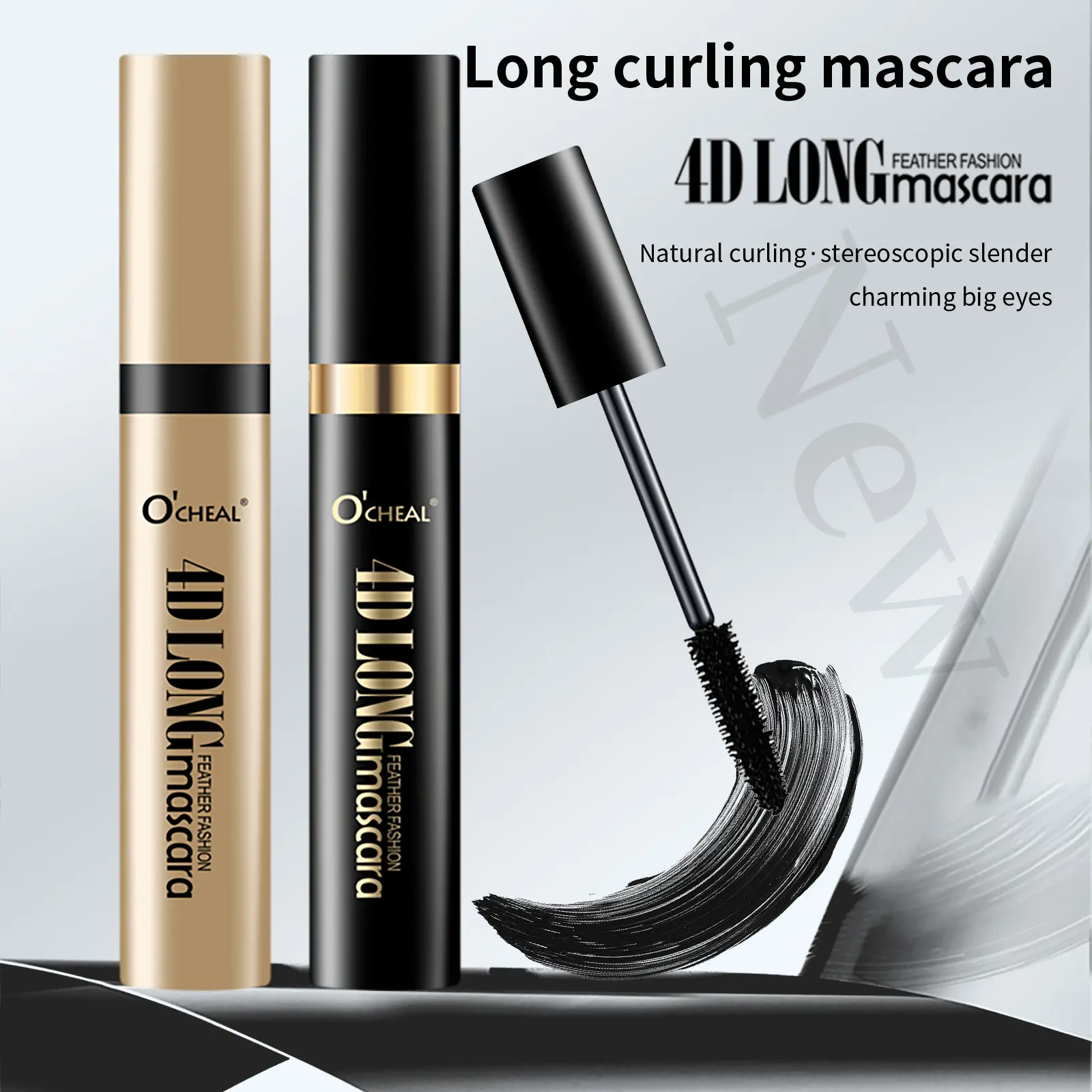 4D Super Long Lashes Mascara -Waterproof, Smudge-Proof& Dramatic Lengthening Formula for Sensitive Eyes, DurableBlack Mascara for All Light Beige Types, Enhanced Volume &Length, Smudge-Proof Makeup, Sleek Tube Design,Highquality Finish