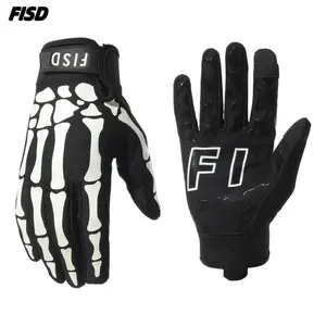 FISD Fluorescent Non-Slip Silicone Touchscreen Skeleton Gloves – ideal for rugby, baseball, frisbee, cycling, adventure, and off-road motorcycling.