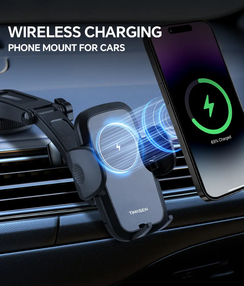 Automatic Clamping Fast Wireless Car Mount Charger, Suction Cup Dashboard Phone Holder, Compatible with iPhone Series, Universal Car Phone Holder
