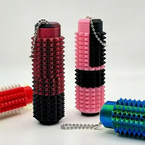 Spiky Sensory Fidget Toy for ADHD,SH, 5-In-1 Stress Relief, Pain Stimulator with Clicker, Spinner, Slider, Roller, Spiky Grip, Portable Keychain,For Teens (9+)and Adults,Portable Vibrant Grippie Stress Relief Tool