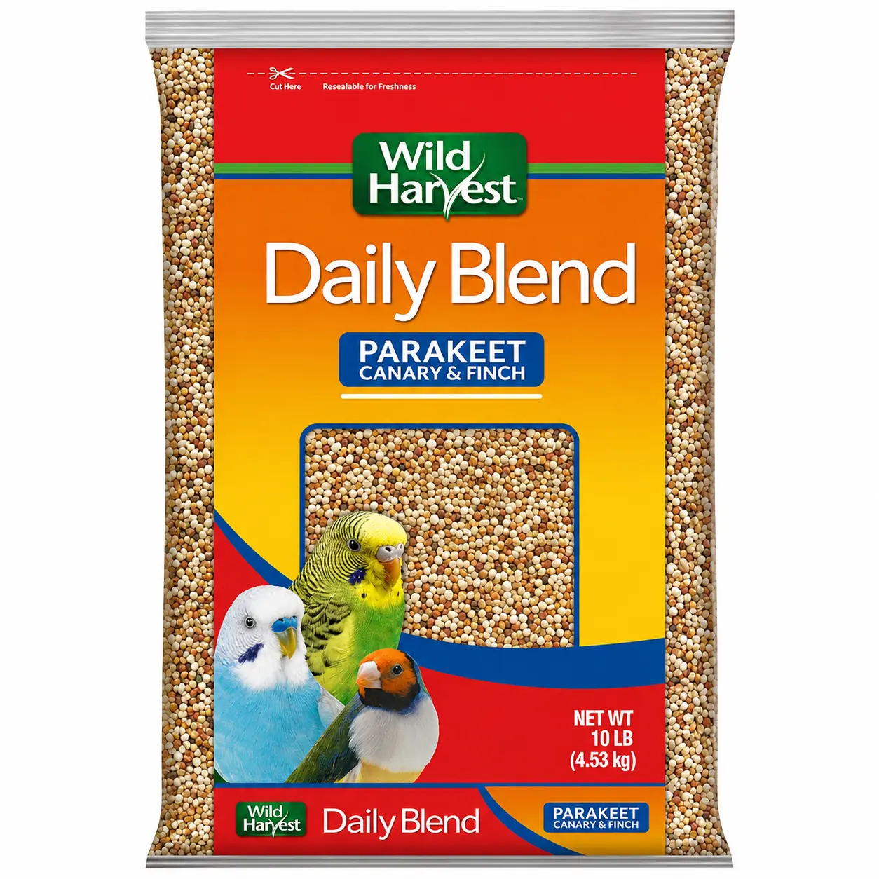 Dry Small Parrot Food Seed Mix - Orange Flavor Complete Nutrition Feeding Diet for Parakeet, Canary - All Ages, 12-Month Shelf Life, 10 lb (Pack of 1) Pet Bird Supply
