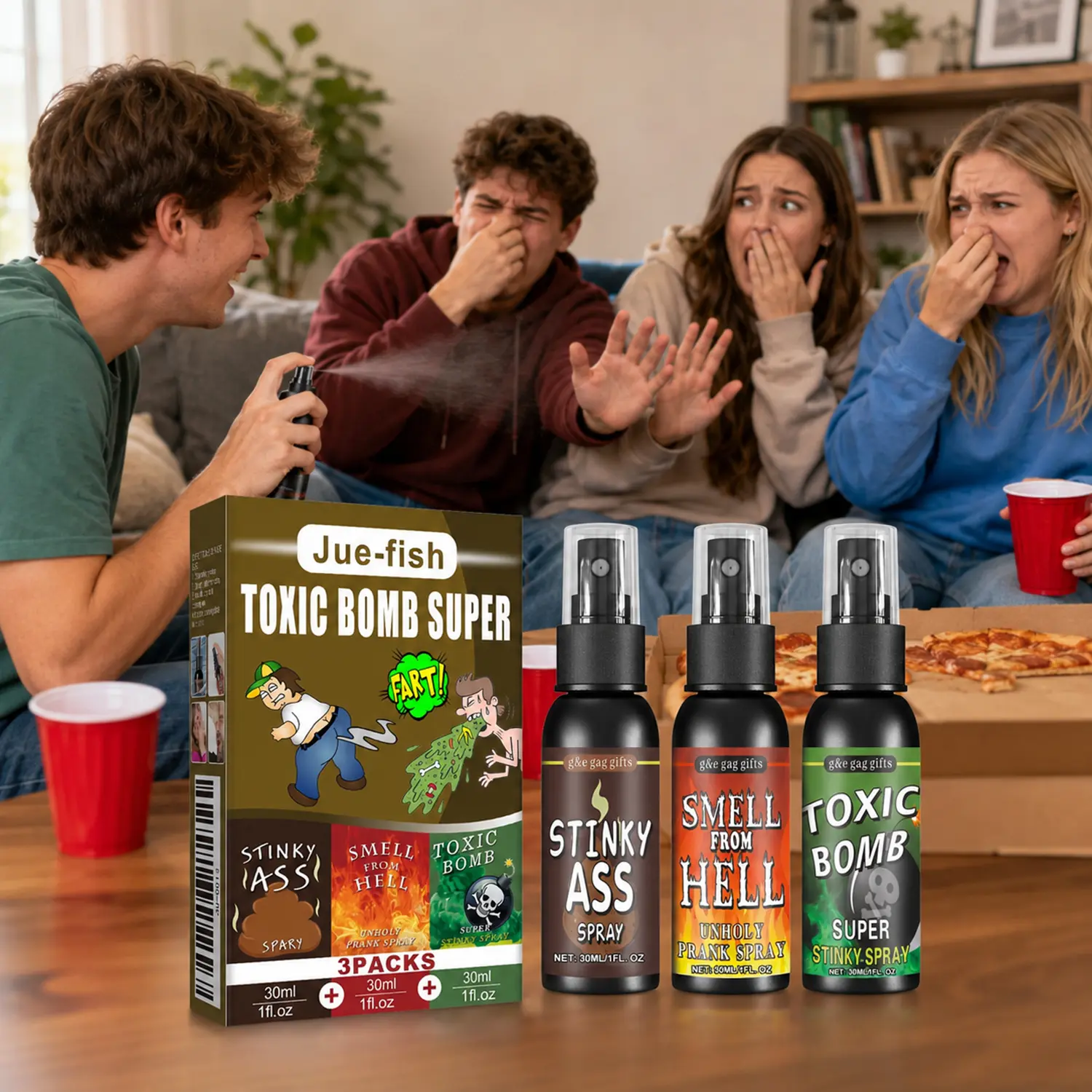3pcs of stink spray, prank spray, strong-smelling fart spray, prank gifts, adult prank props, office pranks, school pranks, April Fools’ Day gifts, Christmas gifts, the perfect prank props, Hilarious Practical Joke Toys 1.0fl.oz (30ml) each