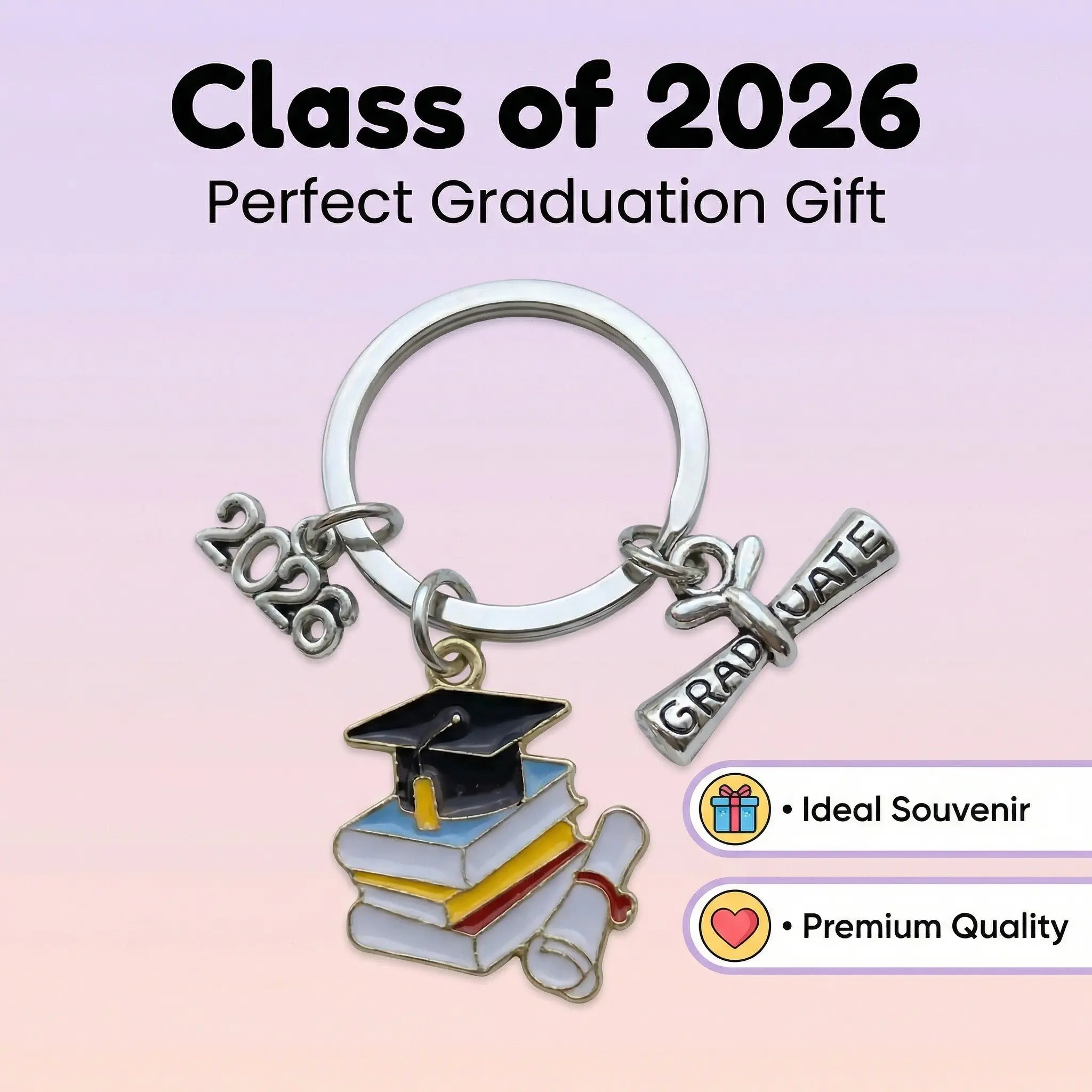 10-Piece 2026 Graduation Keychain Set with Diploma Scroll, Milestone Keepsake for Seniors, Backpack Accessory & Party Favor, Perfect Gift for the Class of 2026