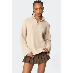 Amour High Neck Oversized Zip Sweater