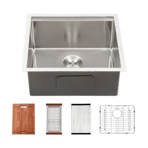 Sarlai 23/27 x 19 Inch Undermount Workstation Kitchen Sink Single Bowl Ledge Undermount Kitchen Sink 16 Gauge Stainless Steel Kitchen Sink With Accessories
