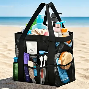 1 Mesh Beach Tote Bag, Foldable Lightweight Travel Shoulder Bag, Durable Handbag, Suitable for Swimming, Gym, Bathing, Shopping, Breathable Mesh Design Keeps Items Dry, Large Capacity Portable Storage Bag, Perfect Gift for Halloween
