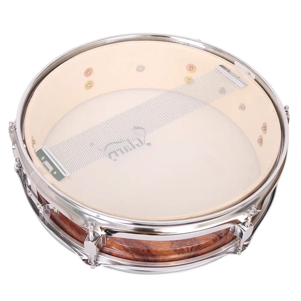 LEADZM 1pc 13x3.5in Professional Concert Snare Drum - Durable Titanium Alloy-Poplar Wood Tiger Stripes Shell, Coffee Percussion Instrument