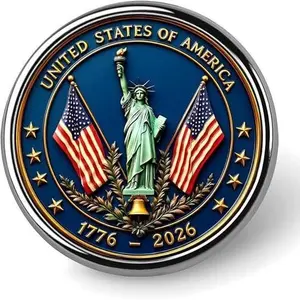 America 250th Anniversary Lapel Pin, Statue of Liberty & Bald Eagle Enamel Brooch, Independence Day Decor Badge for Jacket Hat Backpack