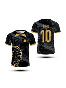 New Summer Men's T-shirt Sports Top Short Sleeve T-shirt Printed Black Panther Training Coat Sweat wicking Quick drying Breathable Comfortable Football Shirt