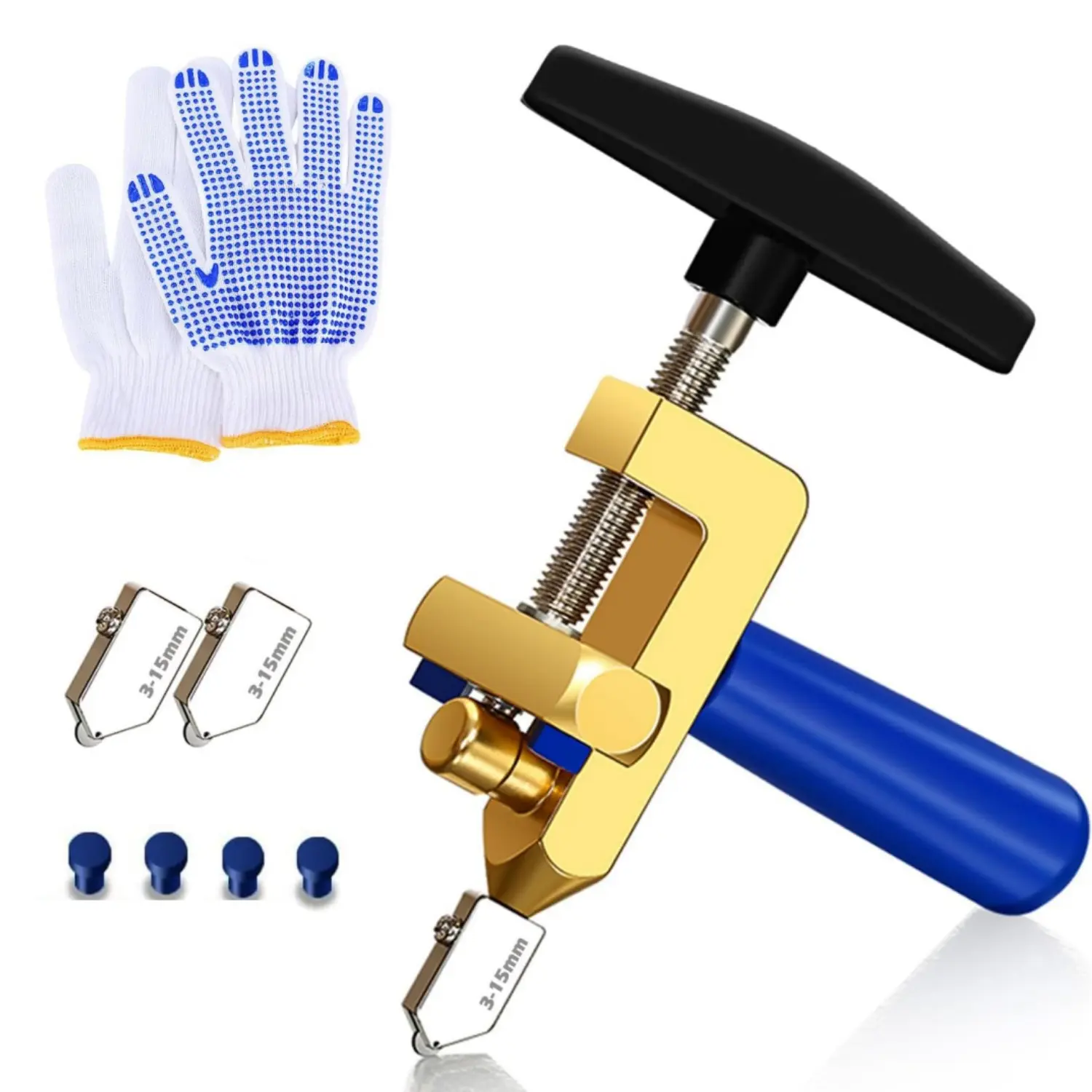 1Set Glass Cutter Hand Tool, Manual Tile Cutter, 2 in 1 Glass Cutting Tool with Glass Breaking Pliers, DIY Tool Kit, 3 Tungsten Steel Blades, 4 Tips,1 Pair Gloves - Home Improvement.