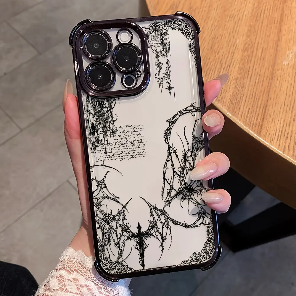 Phone Case: Fashion Art Y2K Retro Gothic Style Phone Case, Drop-Proof Transparent Soft Back Cover, Compatible with iPhone 17/16/15/14/13/12/11/X/XS/XSMAX, Brand New, Fashionable, Gift, Personalized, Accessories, Smartphone, Cellphone,Ultra,HD,Dual,Card,5G
