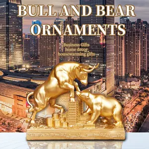 Wall Street Bull Bear Statue, Resin Sculpture, Financial Market Decor for Office Desk, Stock Trading Investor Gift