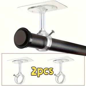 Self-Adhesive Adjustable Curtain Hooks, No Drill Ceiling Rod Brackets, Multifunctional Version for Closet & Bedroom