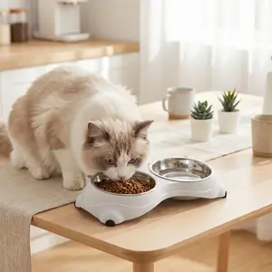 Macaron stainless steel bowl. dog Pet Feeder Pusher Set Pill