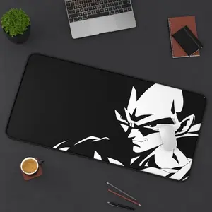 [New Gaming Gear - Sale Up To 35%] DBZ Black White Illustration Desk Mat, DBZ  Anime Mouse Pad, Saiyan Prince Art, Otaku Desk Decor