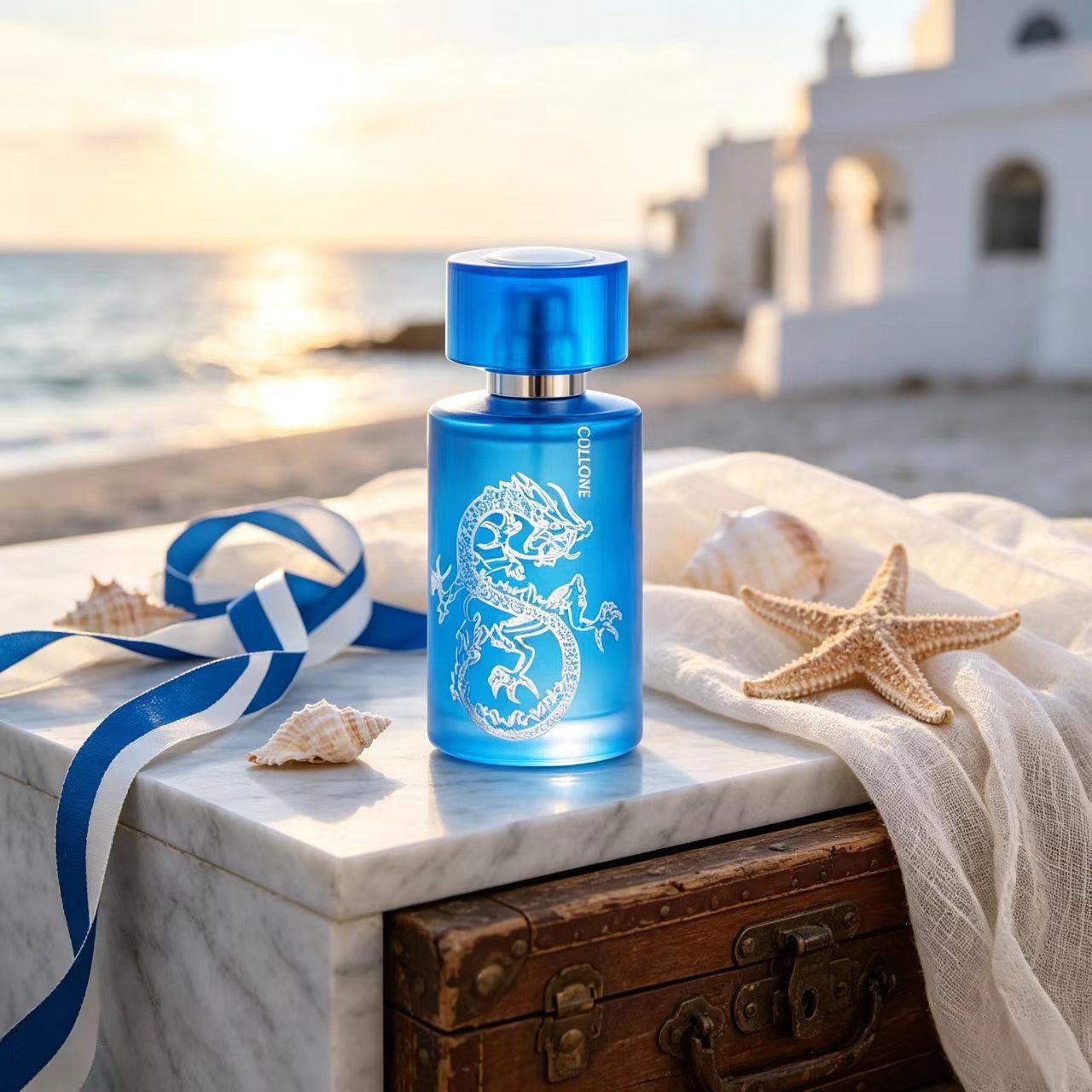 Men's Dragon Essence Extracted Perfume - Blue Transparent Bottle, Suitable for Business and Sports Occasions, Business/Sports