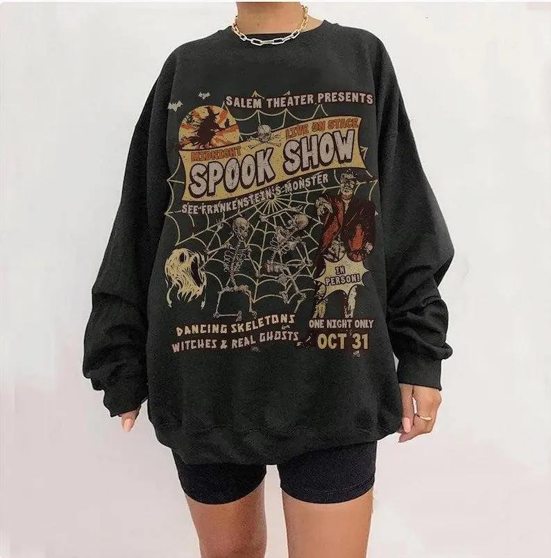 [Sale off up to 50%] Vintage Halloween Crewneck Sweatshirt Spook Show, Dancing Skeletons