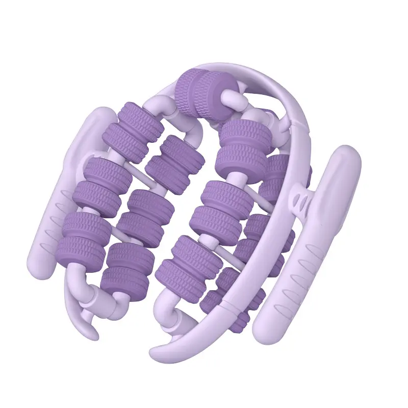 28-Roller Leg Massager - 6-Axis Thigh Slimming Massage Stick, Home Use Muscle Toner for Women   Body Care Raspberry Powder