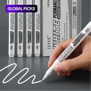 White Ink Marker Pen, 12PCS Quick-Dry Waterproof Paint Marker Pen, Permanent Oil Marker, Stationery Supplies for Home, School and Office
