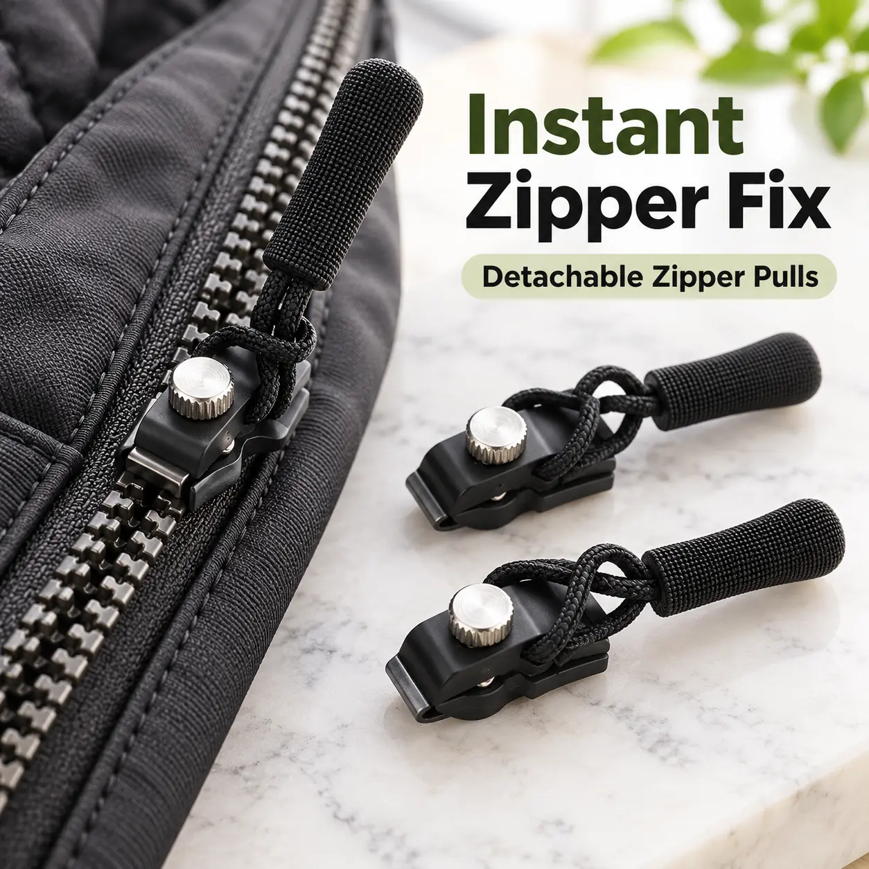 15PCS Zipper Repair Kit, 3-Size Detachable Replacement Zipper Pulls for Bags, Jackets, Clothes, Shoes & Boots, Tool-Free Quick Zipper Fix