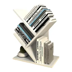 3-Tier White Wood Bookcase - Space-Saving Floor Standing Organizer for Books, Cds, and Magazines | Durable, Easy Assembly, Perfect for Home Office, School, or Desk Display, Book Shelves