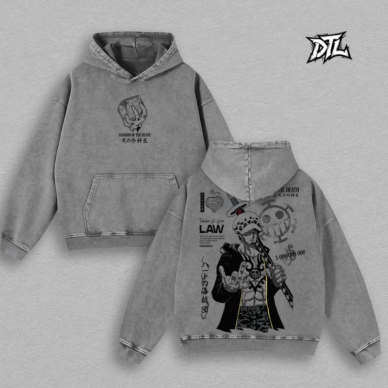 Limited Trafalgar Law Room Shambles - ONE PIECE OP Oversized Washed Hoodie, Retro Unisex Graphic 90s Vintage Anime Manga Acid Washed Lightweight Cotton Washed Hoodie, Gift For Anime Fan, Anime Y2K Streetwear Hoodie