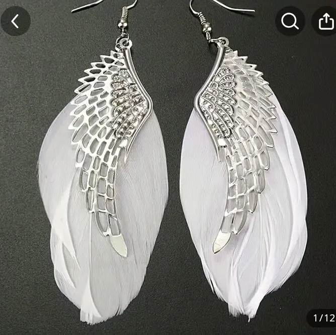 White Feather Angel Wing Earrings