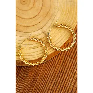 Gold Vintage Textured Hoop Earrings - Elegant Hoop Design with Textured Finish