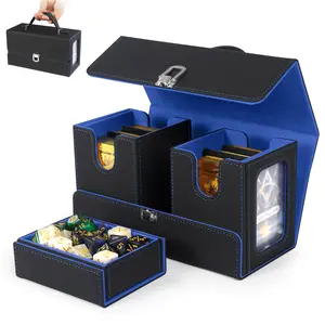 Commander Deck Box for MTG - 3-in-1 Card Storage Box Fits 200+ Double-sleeved Cards with Dice Tray, Card Deck Box with Portable Handle & Viewing Windows Fits for Magic Cards