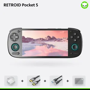Retroid Pocket 5【Ready to Use】SD865【Buy 1 Get 1 Multi-Port Adapter+1 8K HDMI Cable+1 Type-C Cable】5.5 Inch OLED Screen 1080P Android 13 5000mAh Adreno 8GB LPDDR4x Wi-Fi 650 Gift Package