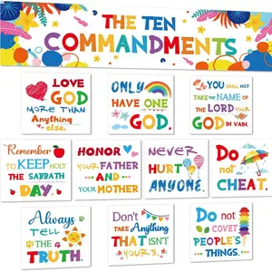 Ten Commandments Bulletin Board Posters for Classroom Decorations Christian  Verse Banner Inspirational Wall Display Set for Christmas Teachers Church Sunday School Middle High School Wall Decor