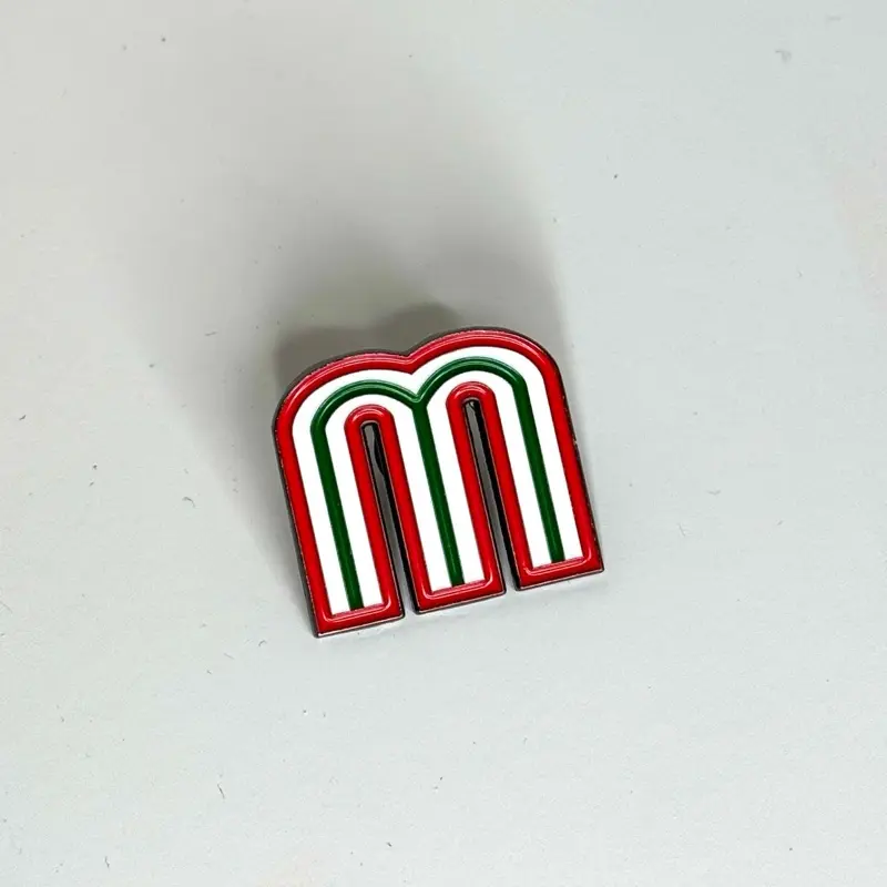 Mexico Pin - M Mexicana Red Green and White Striped Letter Pin