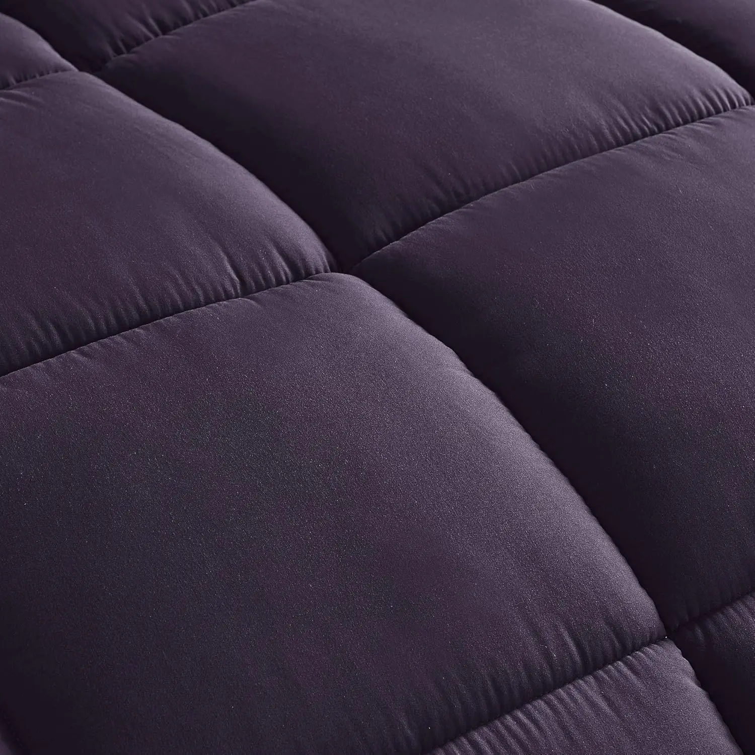 King Size Solid 3-Down Alternative Comforter - Dark Purple Brushed Microfibre, Lightweight, All Seasons, Wrinkle Resistant, Durable, Fade Resistant, Classic Box Stitching, Machine Washable
