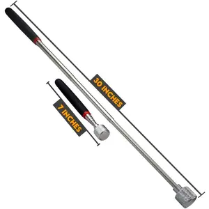 SE 30-inch Telescoping Magnetic Pick-Up Tool, Extendable Magnetic Wand Pickup Tool for Mechanics, Household, Office & Industry, Stainless Steel, Black Handle