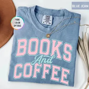 Comfort Colors Books and Coffee Shirt, Gift for Book Lover, Bookish T-Shirt, Reading Shirt, Bookworm Gift, Book Lover Shirt, Bookish Gift
