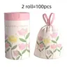 2 Rolls/100 Pieces Tulip Drawstring Trash Bags, Thick Large Multi-Use Hdpe Disposable Garbage Bags, Plastic Trash Bags, Drawstring Trashbags, Drawstring Bin Bags, Kitchen, Bathroom, Bedroom, Living Room, Toilet