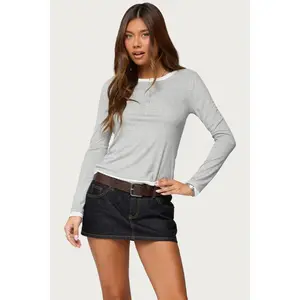 Contrast Layered Look Henley Top