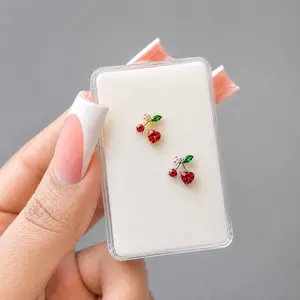 Titanium Cherry Heart Nose Ring/ Labret