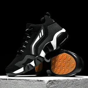 sneakers for men Men's Fashionable Black & White Chunky Low Top Running Sneakers - Breathable, Non-Slip Rubber Sole, Cushioned Support - Athletic Footwear, Versatile Sports Training Gym Shoes for Daily Activities Runner