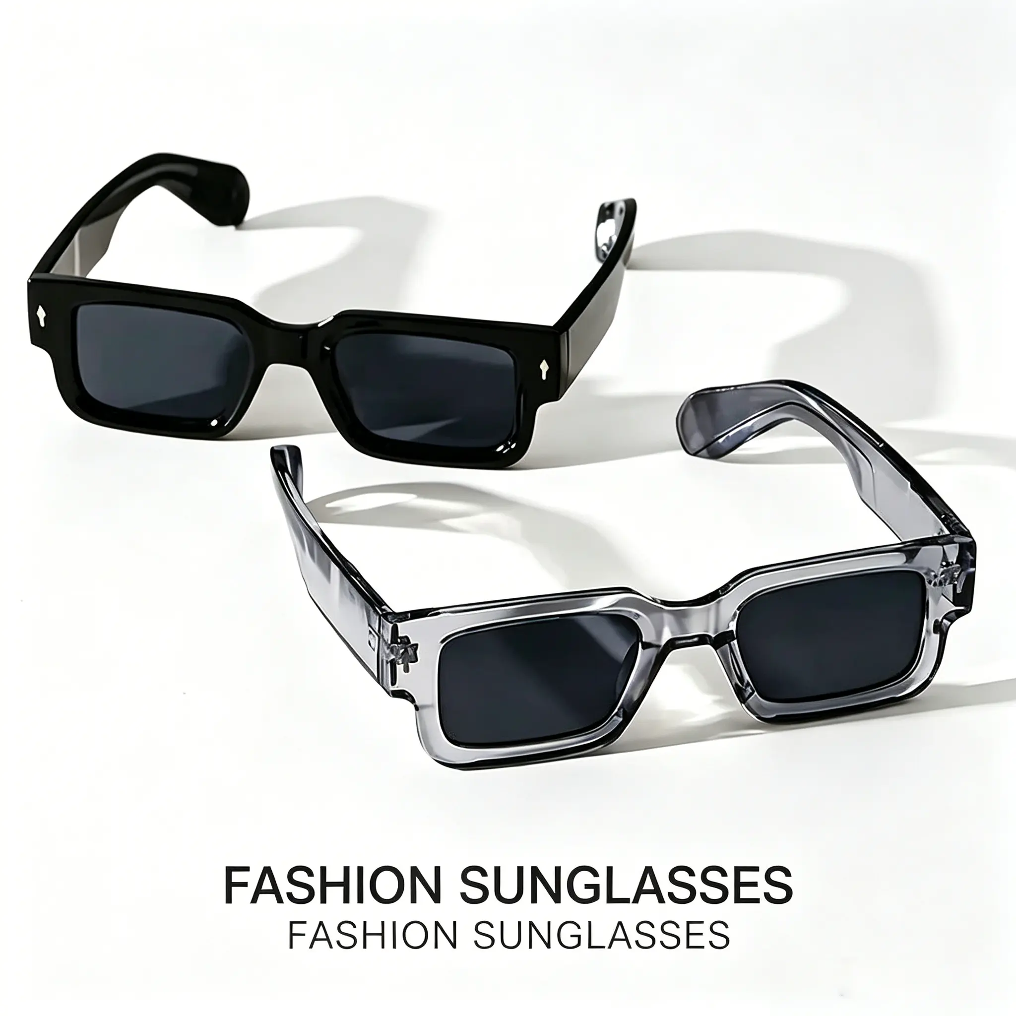 2pcs Retro Square Fashion For Women Men Thick Frame Anti Glare Sun Shades For Party Beach Travel Fashion Glasses Cool Sunglasses Fashionable Sunglasses