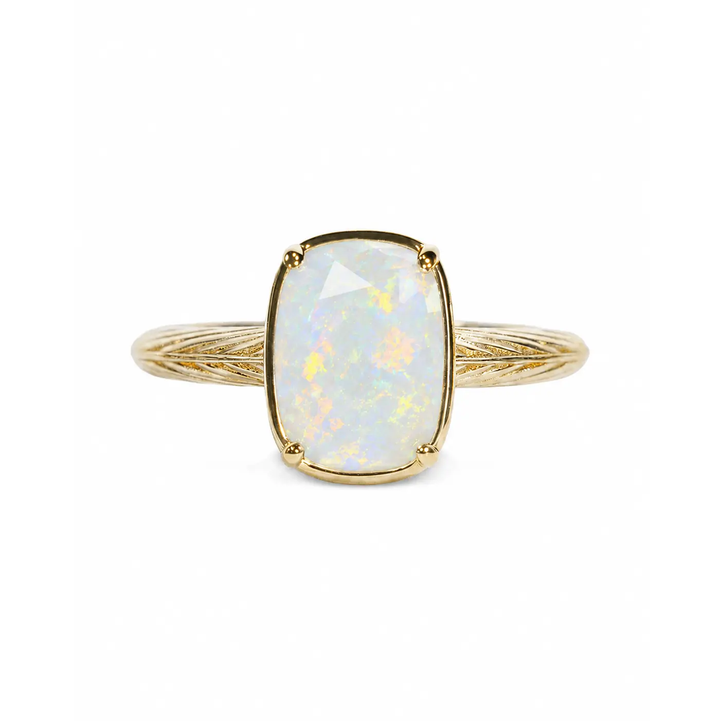 Sterling Silver Mini Opal Elongated Cushion Ring