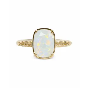 Sterling Silver Mini Opal Elongated Cushion Ring
